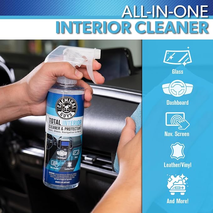 Chemical Guys, Total Interior Cleaner & Protectant, Leather & Vinyl, 32 oz | Cleans dashboards, seats, door panels, trim and glass in one step, leaving a fresh, streak-free, factory-style look