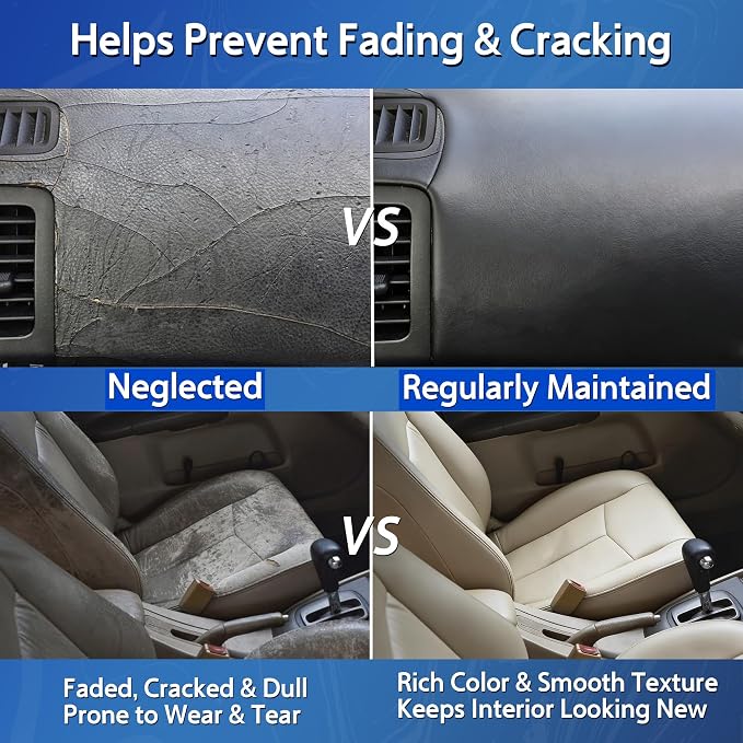 Car Interior Cleaner & Protectant, 32 Fl Oz Interior Detailer Spray – Cleans & Helps Protect Dashboard, Leather, Vinyl & Plastic, Includes Towel & Cleaning Sponge (Pack of 2)
