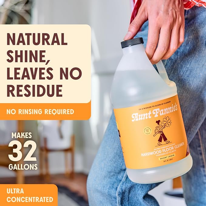 Aunt Fannie's Ultra Concentrated Hardwood Floor Cleaner, Vinegar-Free Plant Based Hardwood Floor Cleaner for Mopping, Bright Lemon Scent, 64 oz. (Pack of 1)