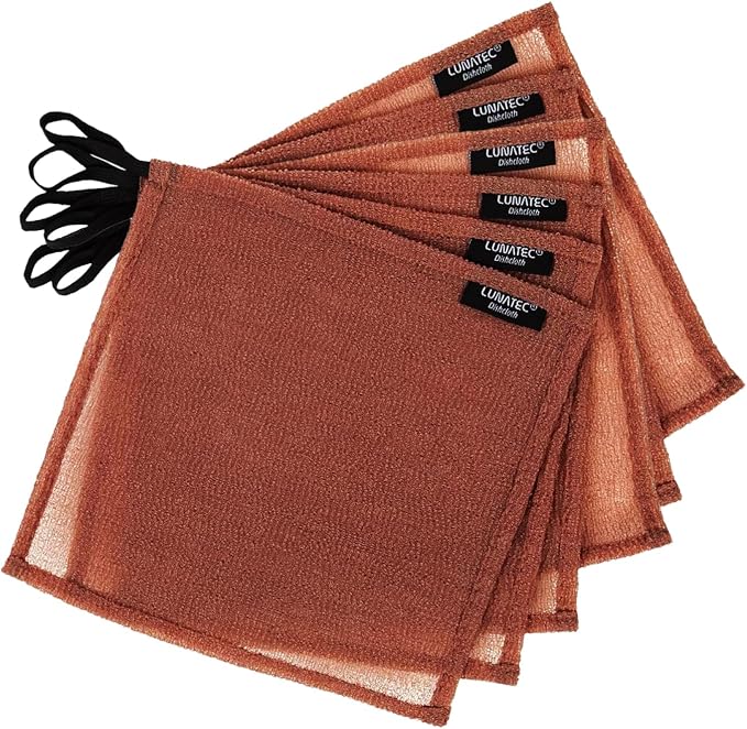 Lunatec® Odor-Free Kitchen Dishcloths. A Scrubber and scouring pad for All Surfaces. Safe for Non-Stick. (6-Pack)
