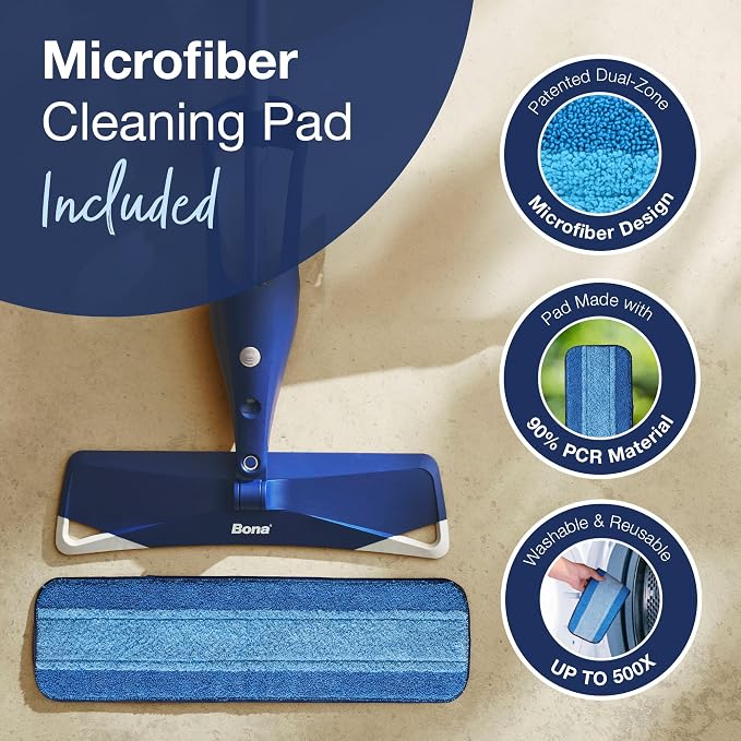 Bona Multi-Surface Floor Premium Spray Mop - Includes Multi-Surface Floor Cleaner Concentrate and Machine Washable Microfiber Cleaning Pad - For Stone, Tile, Laminate and Vinyl LVT/LVP Floors