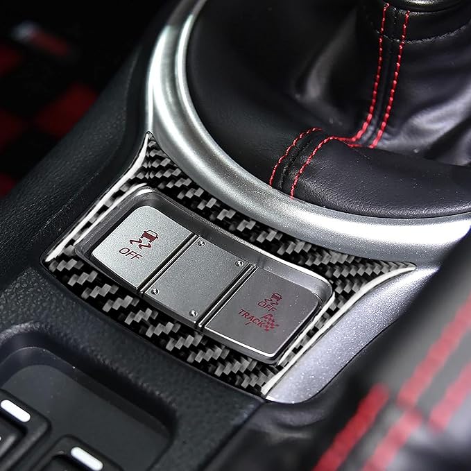 Real Carbon Fiber Trim for Subaru Accessories | for BRZ/Scion FR-S/Toyota 86 2016 2017 2018 2019 2020 Gear Shifting Button Interior Thick Overlay Decal