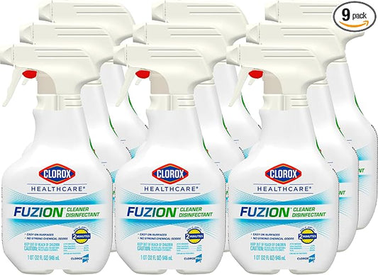 Clorox Healthcare Fuzion Cleaner Disinfectant Spray, No Strong Chemical Odors, Tough on Germs, Disinfecting Bleach Spray, 32 fl. oz., Pack of 9
