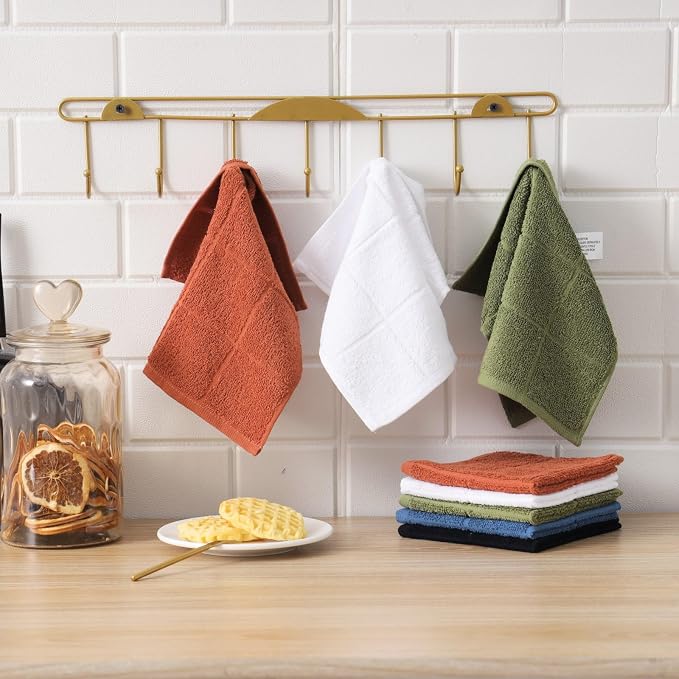 Glynniss Dishcloths Kitchen Highly Absorbent Dish Rags 100% Cotton Dish Cloths for Washing Dishes, Cleaning (Black, 11x11)