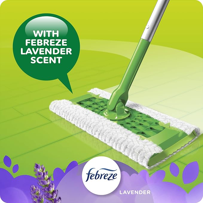 Swiffer Sweep + Mop, Dry Pads Refill, Floor Cleaner, Cleaning Cloths, Lavender, 32ct