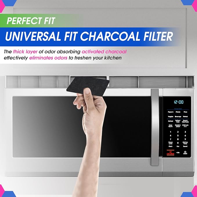 Cut to Fit Microwave Filter Replacement - 18” x 15” Activated Carbon Filter | Fits Samsung GE LG Frigidaire Whirlpool and More - Charcoal Oven Vent Filters Removes Odors and Freshens Air (1 Pack)