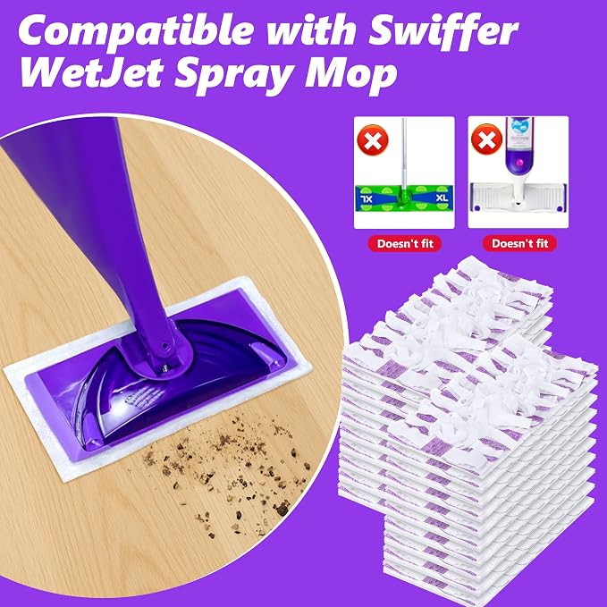 Disposable Mop Pads Refills for Swiffer WetJet Spray Mop - Wet Jet Refill Pads for All Purpose Multi Surface Hardwood Floor Cleaning - Thickened and Super Absorbent - 30 Count