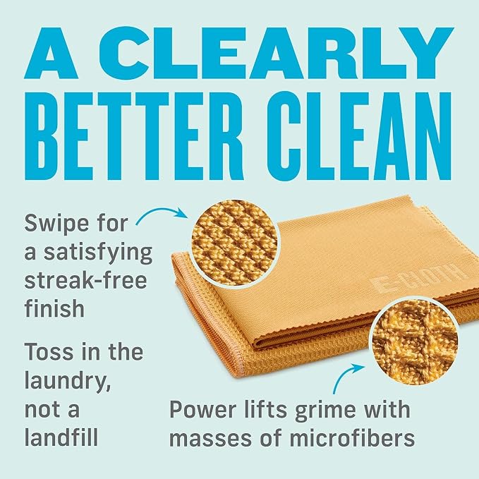 E-Cloth Window and Glass Cleaner Kit, Just Add Water - 1 Kit | Chemical-Free Cleaning - Reusable & Machine Washable Towel, Versatile Use for Mirrors, Cars, & Lenses, Winter Green