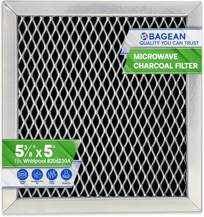 Microwave Charcoal Filter 5.35” x 5.03” for 8206230A Maytag and Whirlpool Microwave Filter Replacement - Carbon Filter Freshens and Filters Kitchen Air in Over the Range Oven Vent Fan