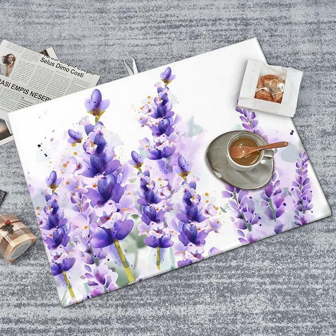 Lavender Dish Drying Mat For Kitchen Counter, Super Absorbent Microfiber Dish Drying Pad, Kitchen Gadgets For Easy Clean Multi-Use Large 18"x24"