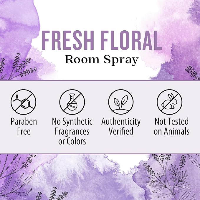 Aura Cacia Fresh Floral Room Spray 8 Fl. oz. - Light Aroma, No Synthetic Fragrances (Pack of 2)