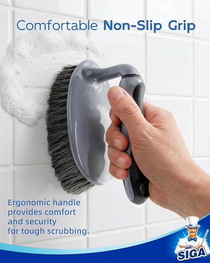 MR.SIGA Heavy Duty Scrub Brush with Comfortable Grip for Bathroom Shower | Strong bristles with effective scrubbing power, ideal for kitchen, bathroom, shower and everyday household cleaning.