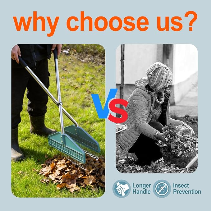 YEELOR Leaf Grabber, Yard Leaf Grabber Rake, No Need to Bend Over, Lightweight, 36.6 Inches in Length and 3.3 Pounds in Weight, Ideal for Picking Up Leaves, Weeds, Twigs and Other Debris