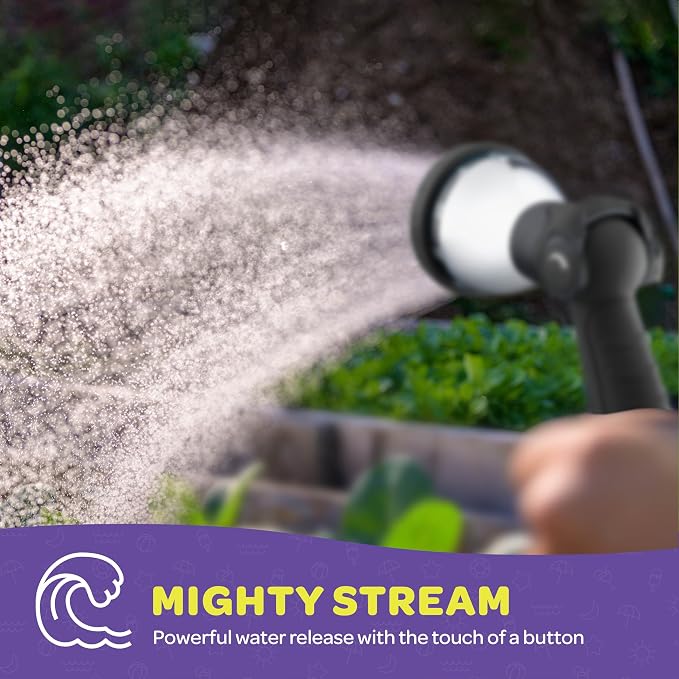 Hose Nozzle [Black] Heavy Duty Hose Sprayer With 10 Adjustable Watering Patterns. Thumb Control Design, Comfortable Ergonomic Grip, Garden Hose Nozzle for Watering Plants & Lawns/Fun showers/Cleaning