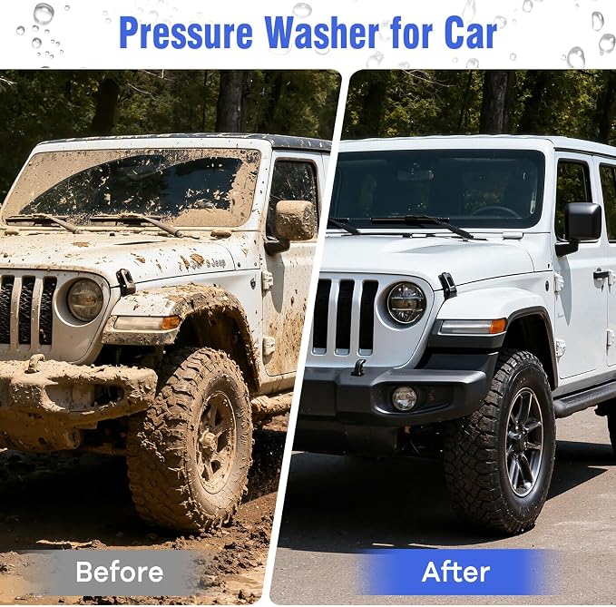 Pressure Washer, Power Washer with 4 Quick Connect Nozzles 1 Foam Cannon, High Pressure Cleaning Machine for Cars/Fences/Driveways/Patios/Farms/Home Cleaning(Light Blue)