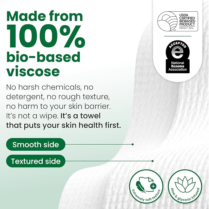 CLEAN SKIN CLUB Sensitive Skin Clean Towels® XL, Ultra-Soft Disposable Face Dry Wipes Infused with Aloe & Glycerin, XL - 2 Pack (100 count)