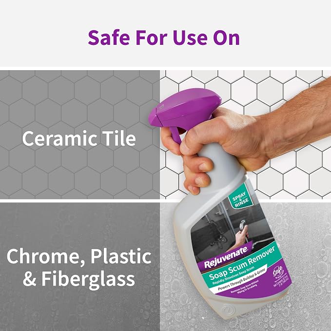 Rejuvenate Soap Scum Remover, 32 Ounces, Easily Dissolves Soap Scum Without Scrubbing