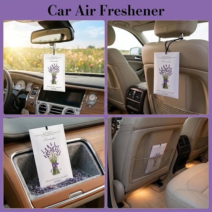 MYARO 12 Pack Lavender Scented Sachets | Odor Eliminator & Air Freshener for Drawer, Closet, Car, Shoes, Gym Bag, Suitcase | Home Fragrance Gift Set