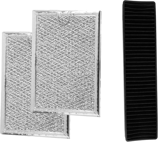 3pcs Microwave Grease Filter & Charcoal Filters Set, Aluminum Meshes & Carbon Filter Replacement Compatible with LMV2031ST LMV2031BD LMHM2237ST LMH2235ST