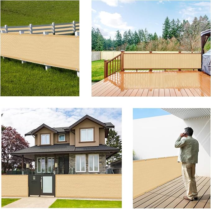 LOVE STORY 3.3' x 19.7' Balcony Privacy Screen Cover for Apartment, Sand | HDPE Fabric, 95% UV Block, Fence Cover for Patio Deck, Railing Screen for Porch, Privacy Protective, Custom Size Available