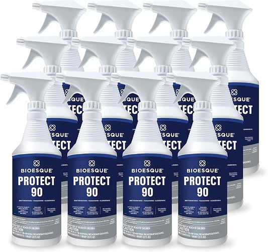 Bioesque Protect 90, Bacteriostatic, Fungistatic, Algaestatic Formula, Effective Against Mold, Mildew, Algae, & Odor Causing Bacteria, 32 Fluid Ounce (Pack of 12)