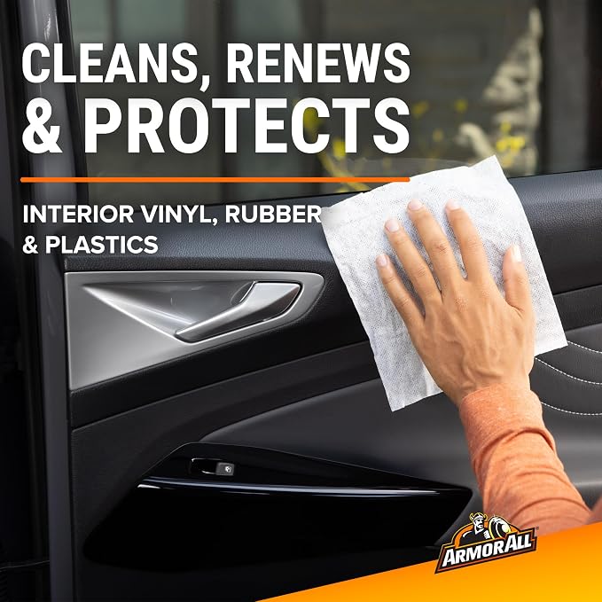 Armor All Car Protectant Wipes, Interior Car Wipes with UV Protection Against Cracking and Fading, 60 Wipes