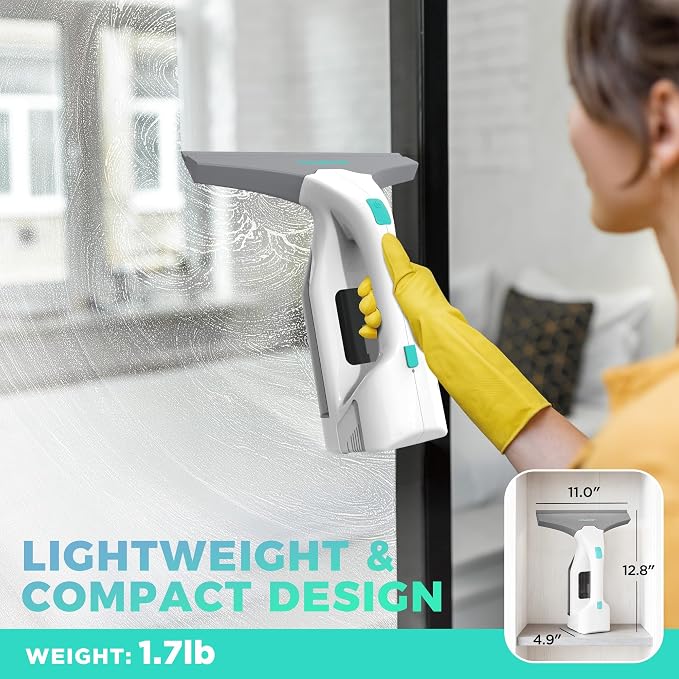 HAUSHOF Electric Window Vacuum Squeegee 11", 2000Pa Cordless Cleaner Set | Strong Suction;2 kPa Suction;Cordless Design;Multi-Surface Cleaning