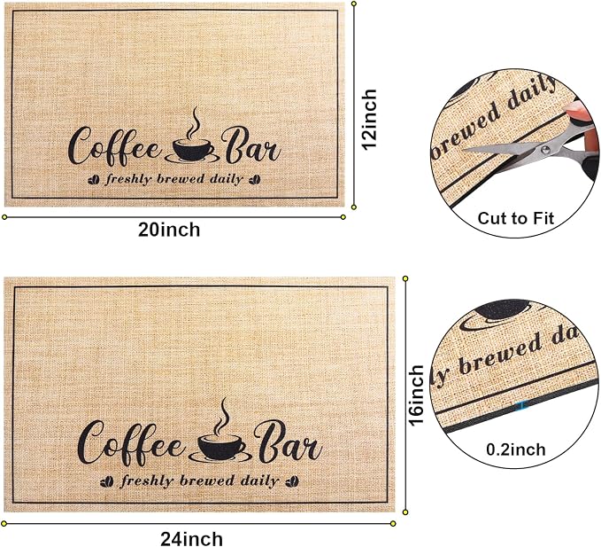 CooRug Absorbent Coffee Mat, Fashion Dish Drying Mat for Kitchen Counter Coffee Bar Accessories Espresso Machine Dish Rack 12" x 20" Beige
