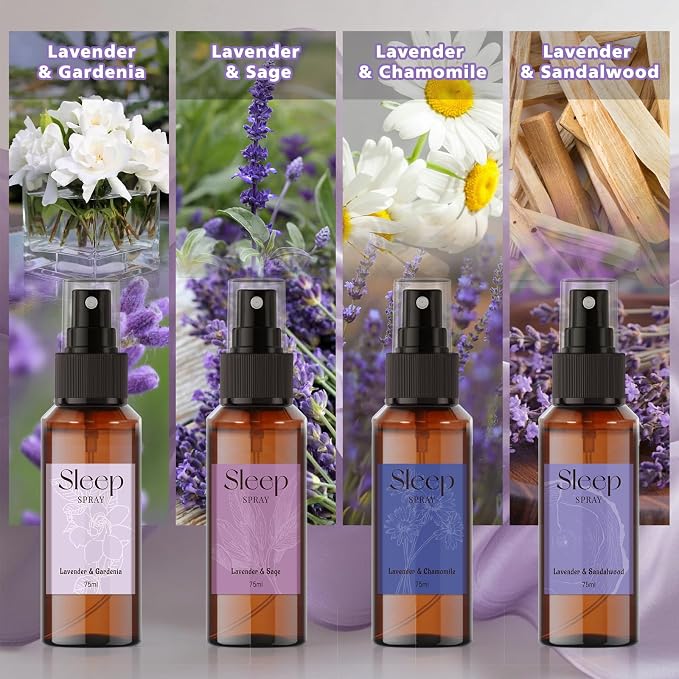 SCENTORINI Sleep Spray, 10.14 oz Pillow Lavender Spray for Sleep Calming | Lavender Essential Oil, 4 Pack Relaxing Aromatherapy Mist for Bedding, Liners, Sheets, Room Spray Air Freshener