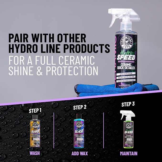 Chemical Guys, HydroSpeed Ceramic Quick Detailer Spray, Slick Gloss, 16 oz | Ceramic polymers boost gloss, slickness and water beading, tops up coatings and wax on paint, glass and wheels