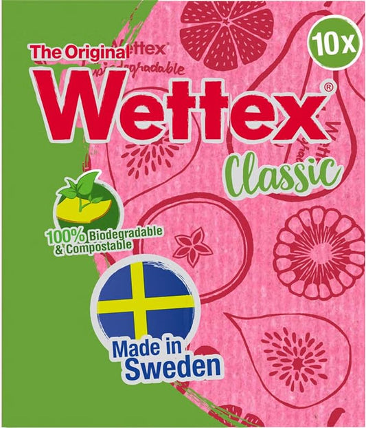 Wettex The Original Swedish Dishcloth for Kitchen 10 Pack | Reusable Paper Towels, Super Absorbent Sponge Cloths, Washable Dish Cloths, Biodegradable, Made in Sweden, Assorted Colors