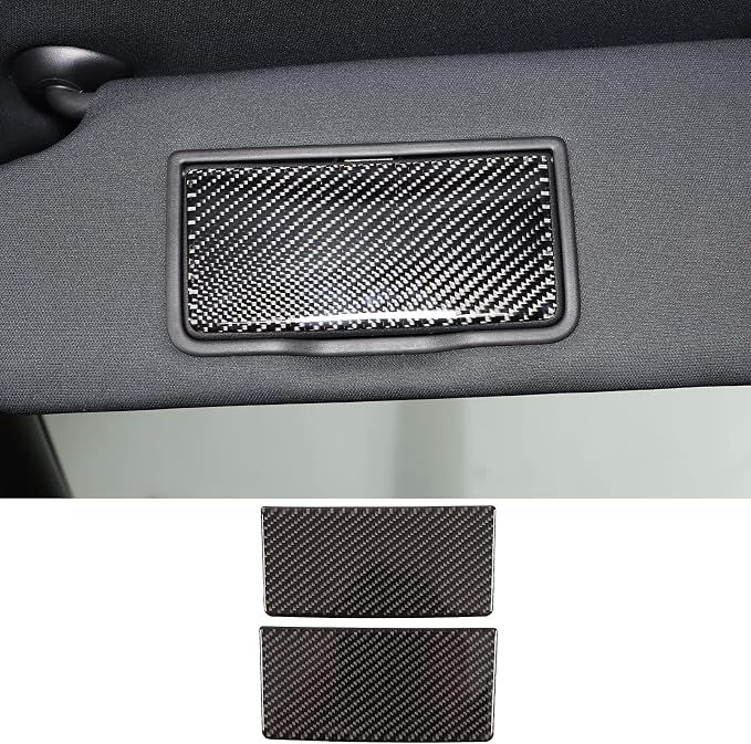 Car Sun Visor Panel Trim Cover Sticker for Honda Pilot 2016-2022/ Ridgeline 2017-2023/ Passport 2019-2023, Car Visor Makeup Mirror Panel Trim Cover, Carbon Fiber (Exterior Threshold_Black)
