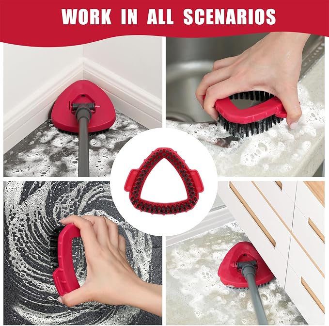 2 Pack Scrub Brush Replacement Head for O Cedar 2-Tanks RinsClean System, Spin Mop Replace Head Base, Shower Floor Scrubber, Hard Bristle Cleaning Brush for Bathroom Kitchen Wall Tile