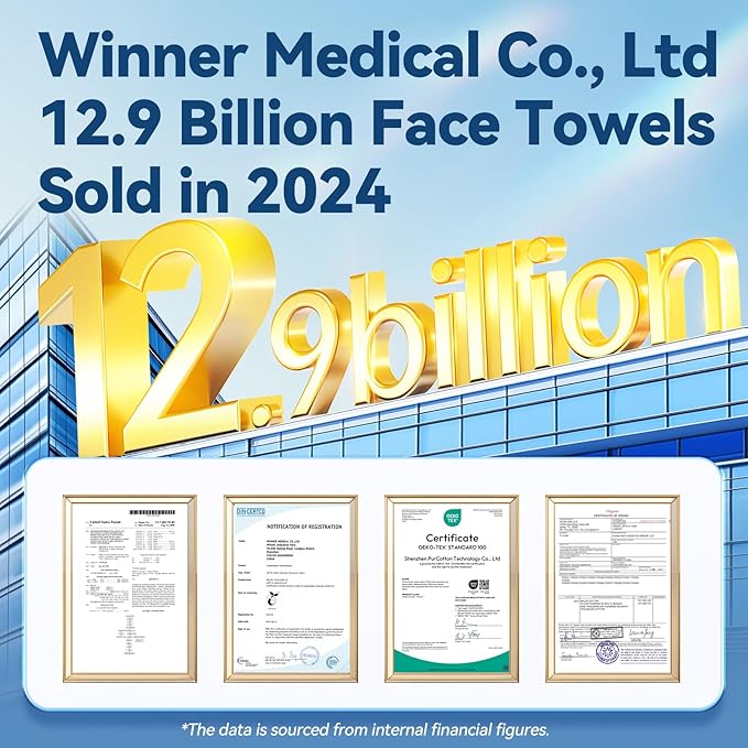 Winner Soft Face Towels, 100% USDA Biobased Facial Towels, 2 Packs per Case, 12 Bags Total, 1200 Count