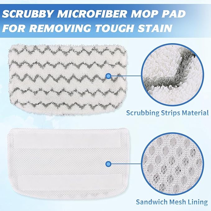 2 Pack Thickened Steam Mop Replacement Pads, Durable Microfiber Mop Pads Compatible with Shark S1000/S1000A/S1000C/S1000WM/S1001C, Washable Pads for Pet Owners and Families with Kids