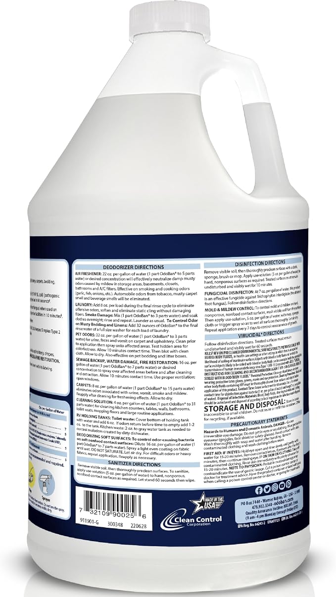 OdoBan Disinfectant Concentrate and Odor Eliminator, Made in the USA, Night Ice Scent, 2 Gallons