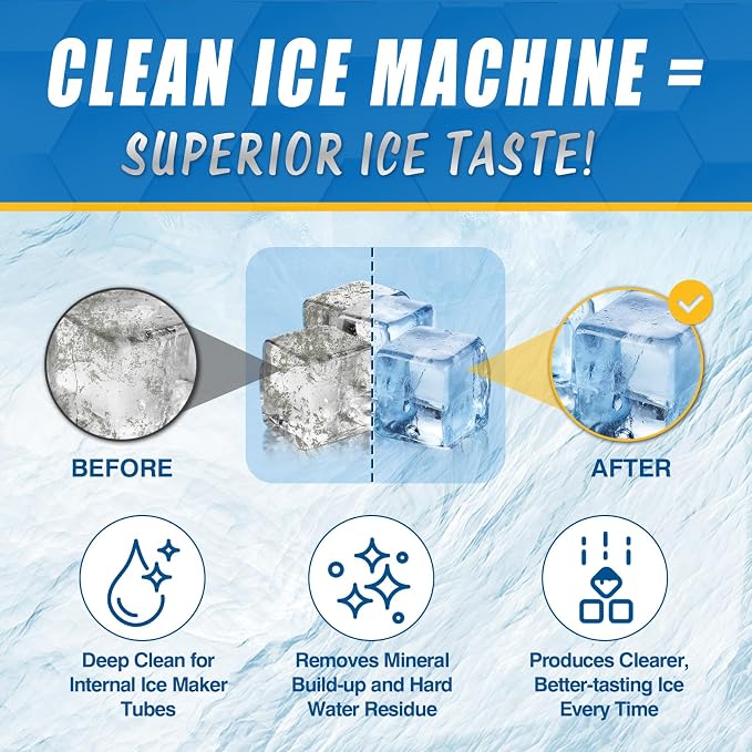 Ice Machine Cleaner Tablets, Countertop Ice Maker Cleaner, 36 Counts Descaler, Nickel Safe Commercial Portable Nugget Ice Makers, Remove Hard Water Buildup, Deep Cleaning
