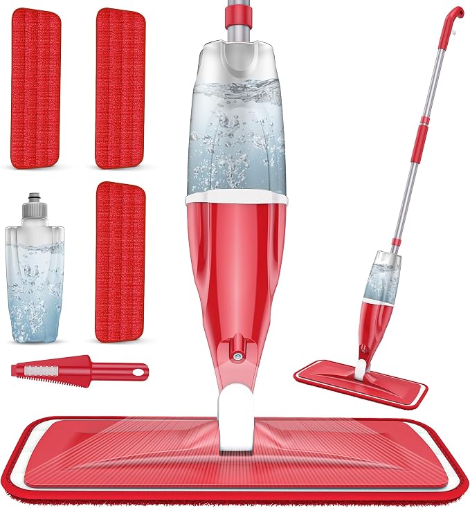 Spray Mops for Hardwood Floor Cleaning: Microfiber Wet Mop Multi-Purpose | 3 Washable Pads for Swiffer PowerMop, Dry Dust Mop Multi-purpose, Floor Mops with Sprayer for Wood Laminate Ceramic Tiles