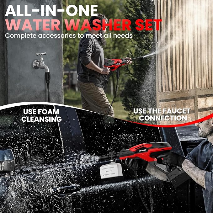 Cordless Portable Cleaning Tool for Milwaukee 18V Battery, 800 PSI Handheld Cleaning Tool with Brushless Motor, 6-in-1 Nozzle, 3 Level Adjustable for Car Yard Fence Wall Clean (Battery Not Included)