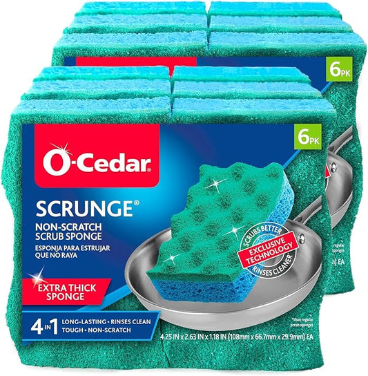 O-Cedar Multi-Use Scrunge Scrub Sponge 6 Count (Pack of 2)