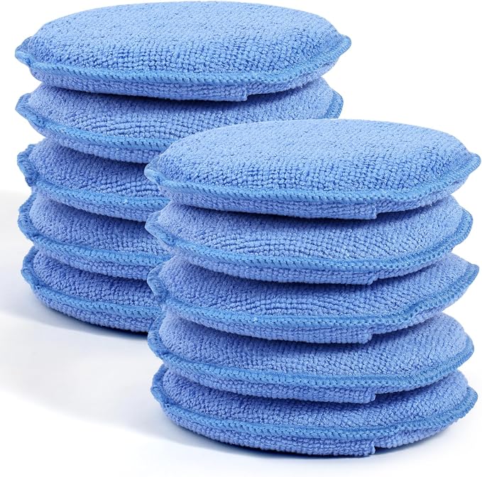 10 Pack Wax Applicator Pads Microfiber with Finger Pocket for Car Wax | Foam applicator pad with finger pocket, Scratch-free waxing for cars & household, Machine washable & reusable