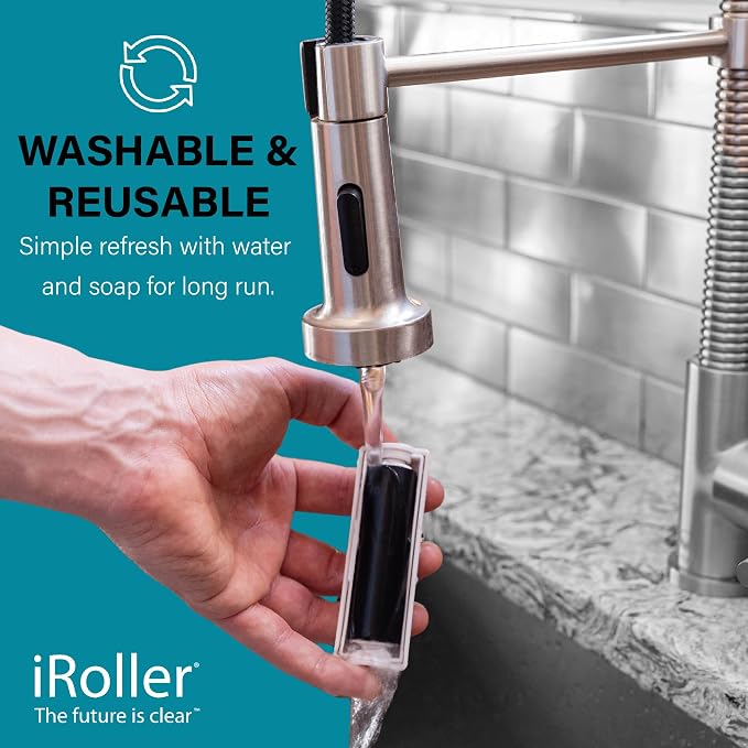Screen Cleaner by iRoller - Pack of 24 - No Need for Spray or Wipes, Liquid Free - Reusable & Washable -Portable iPad Screen Cleaner for Touchscreen- Ideal for Phone, iPhone, MacBook, Monitor - 3.5"
