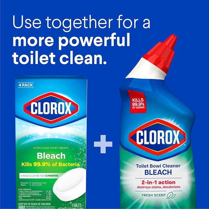 Clorox Ultra Clean Toilet Tablets Bleach 2 Count, 3.5 Oz Each (Pack May Vary)