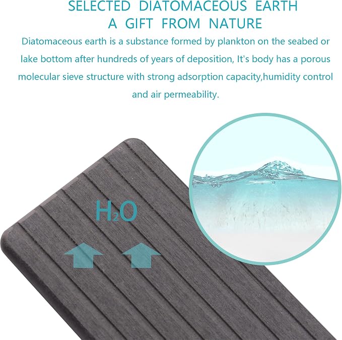 NiuYichee 2 PCS Water Absorbent diatomite Coasters, 9.5" x 5.5" Water Absorbing Stone Tray for Sink, Stone Drying mat for Kitchen Counter, Stone soap Tray Used for Hand Soaps & toiletries & Plants