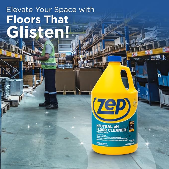 Zep Neutral PH Industrial Floor Cleaner - 1 Gallon - ZUNEUT128 - Concentrated Pro Trusted All-Purpose Floor Cleaner