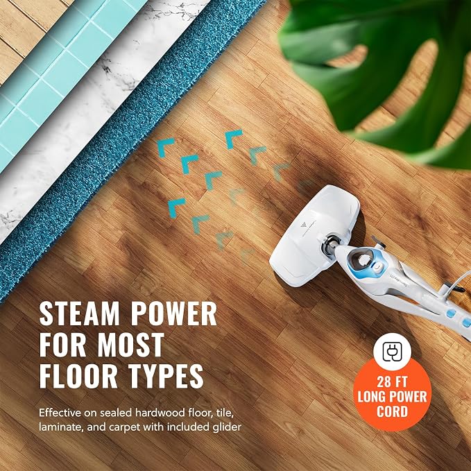 PurSteam 10-in-1 Steam Mop, Floor Steamer with Detachable Handheld Steam Cleaner for Tile, Hardwood Floors | Steam Mop with 10 Accessories | Detachable Steam Cleaner for Hard Floors, Stone, Hardwood, Tile | Washable Dirt Grip Pads