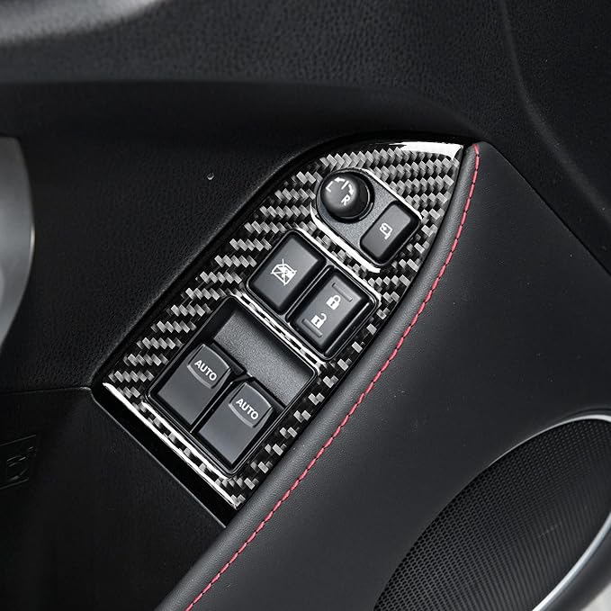 Real Carbon Fiber Trim for Subaru Accessories | for BRZ/Scion FR-S/Toyota 86 2016 2017 2018 2019 2020 Window Lift Button Panel Interior Thick Overlay Decal