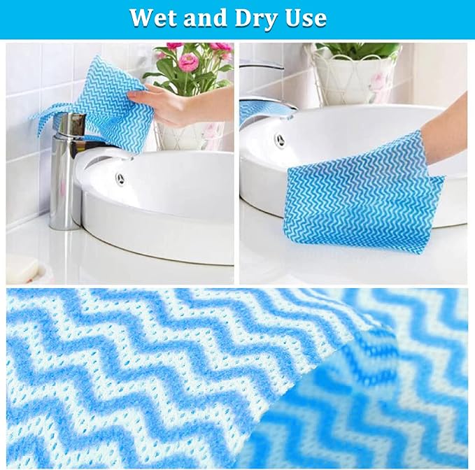 Disposable Dish Cloths Disposable Cleaning Towels 50 Pack Heavy Duty Reusable Disposable Kitchen Cleaning Cloths for Kitchen, Bathroom, Household Cleanings