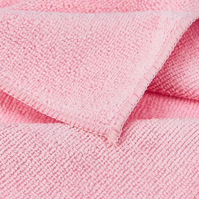 Amazon Basics Microfiber Cleaning Cloths, Ultra Absorbent, Scratch Free, Non-Abrasive, Reusable and Washable, All-Purpose, Car Detailing, 16" x 12", Green/Gray/Pink (Pack of 288)