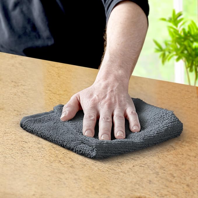 Avalon Towels Bar Towels (Pack of 60) Size 14x17 Inches – 100% Cotton, Absorbent and Reusable Cleaning Rags, Multipurpose Cleaning Towels, Terry Cloth Rags, Durable Shop Rags (Grey)